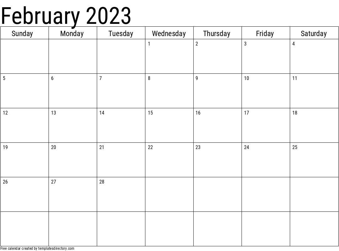 2023 February Calendar Template