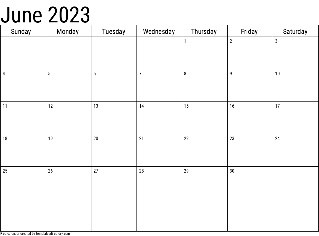 2023 June Calendar Template