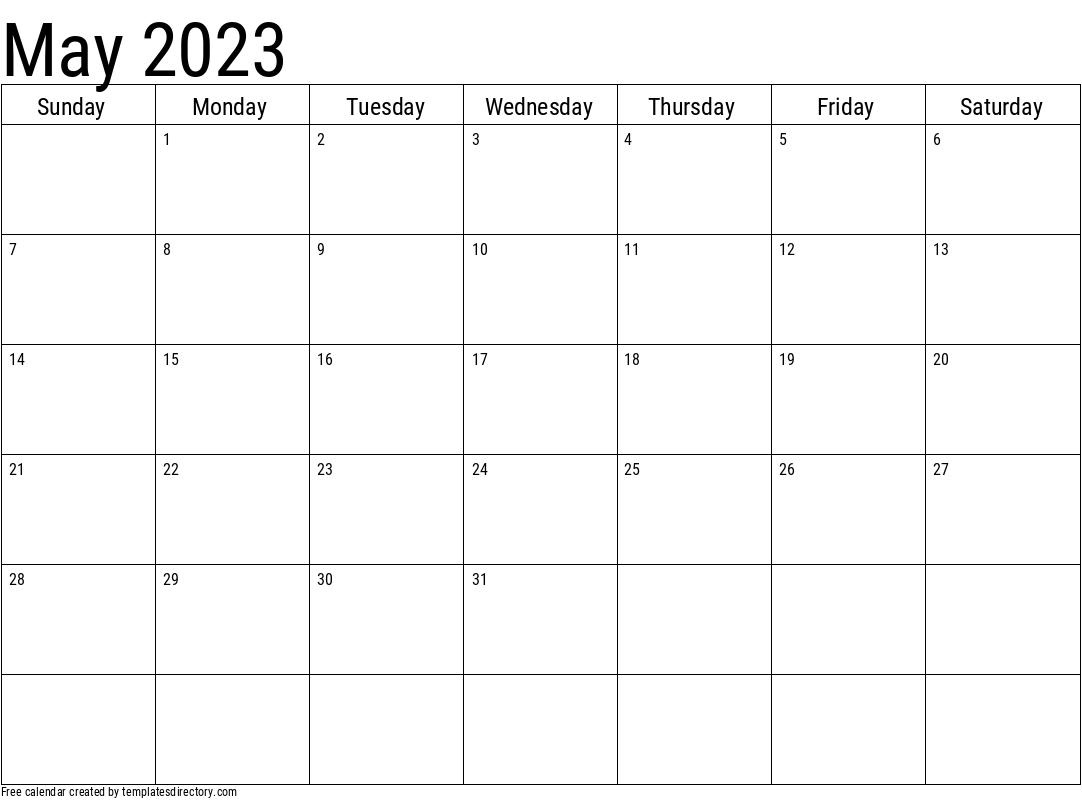 2023 May Calendar Template