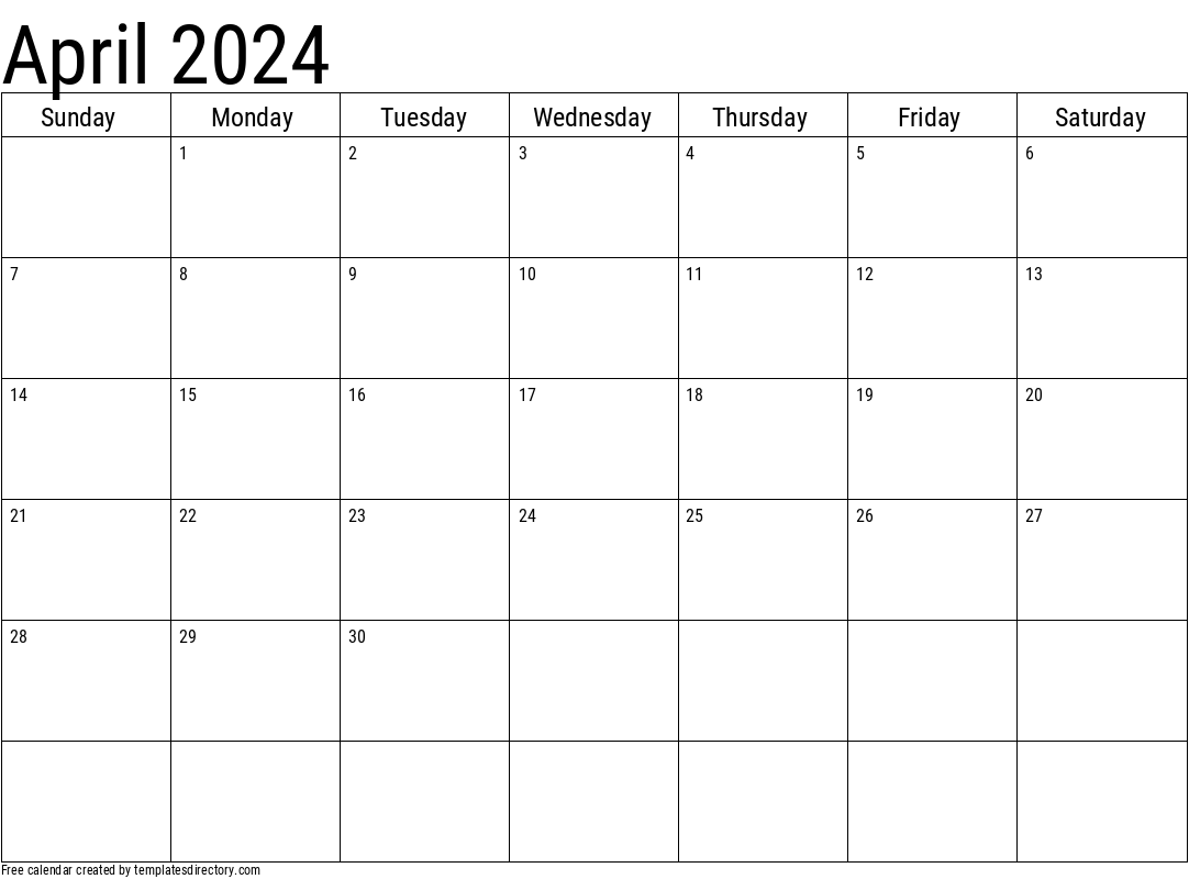 2024 April Calendar