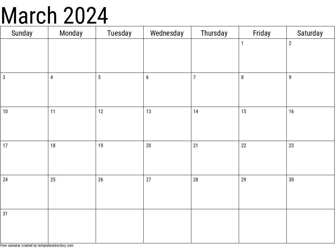 2024 March Calendar Template