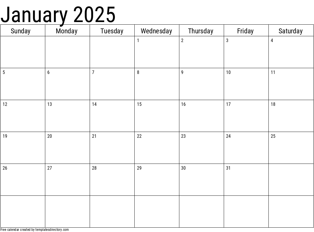 2025 January Calendar