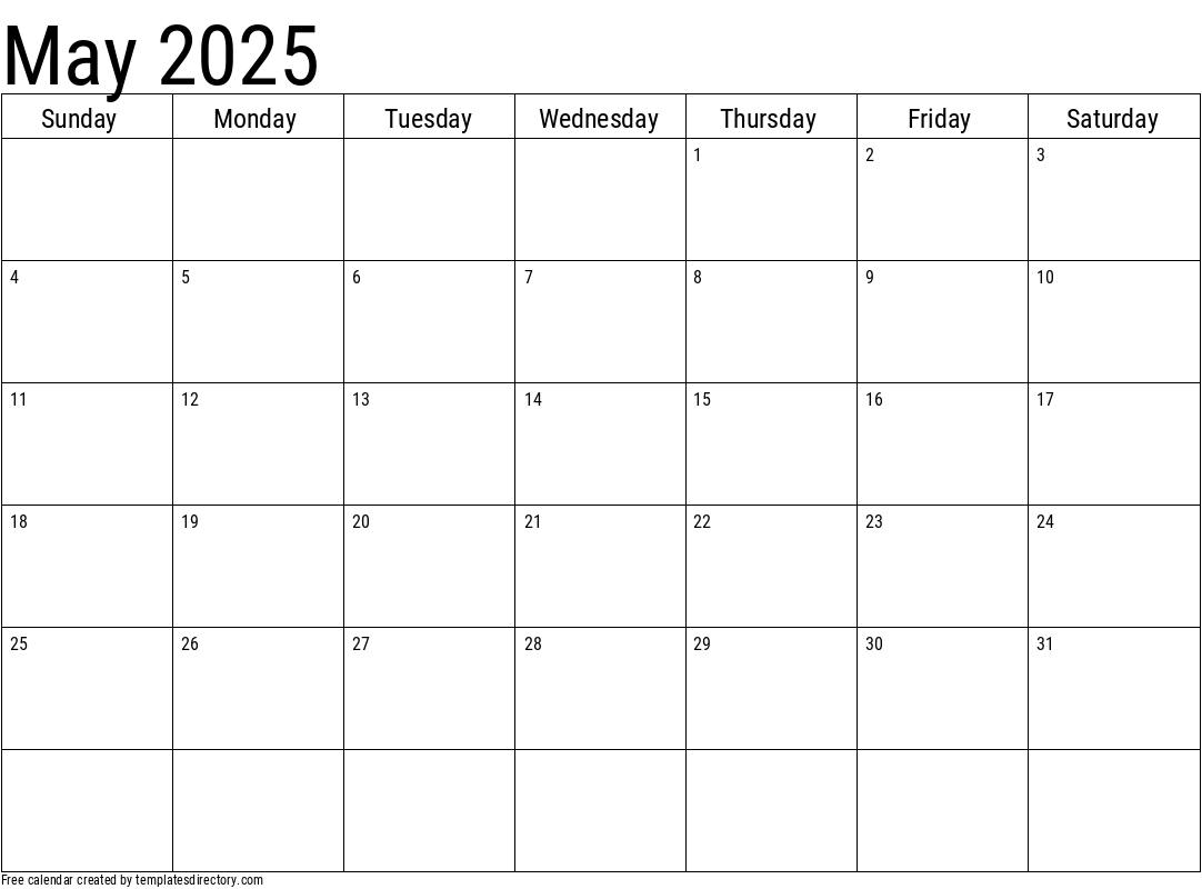 2025 May Calendar Template