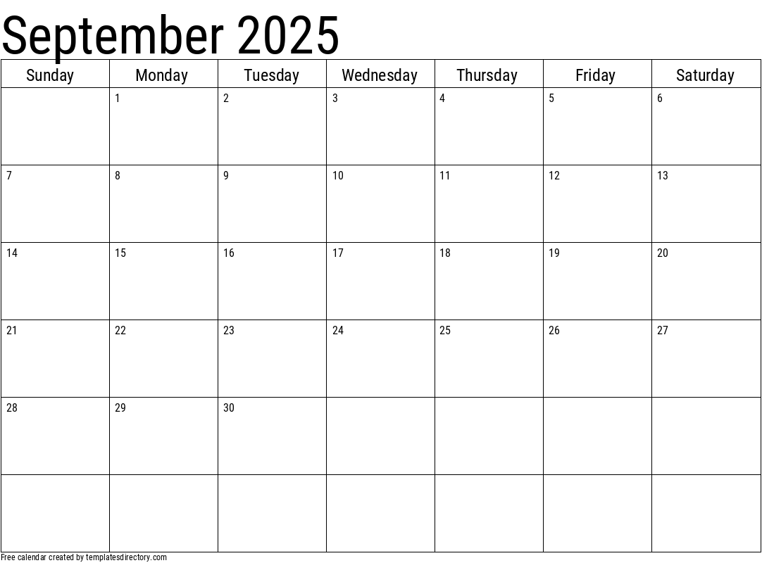 2025 September Calendar