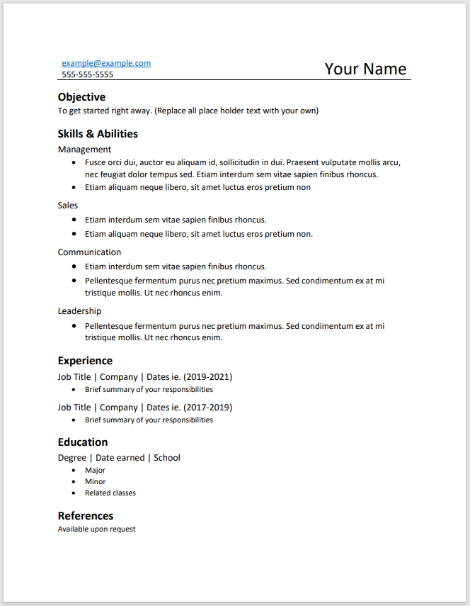  Simple Resume Template 